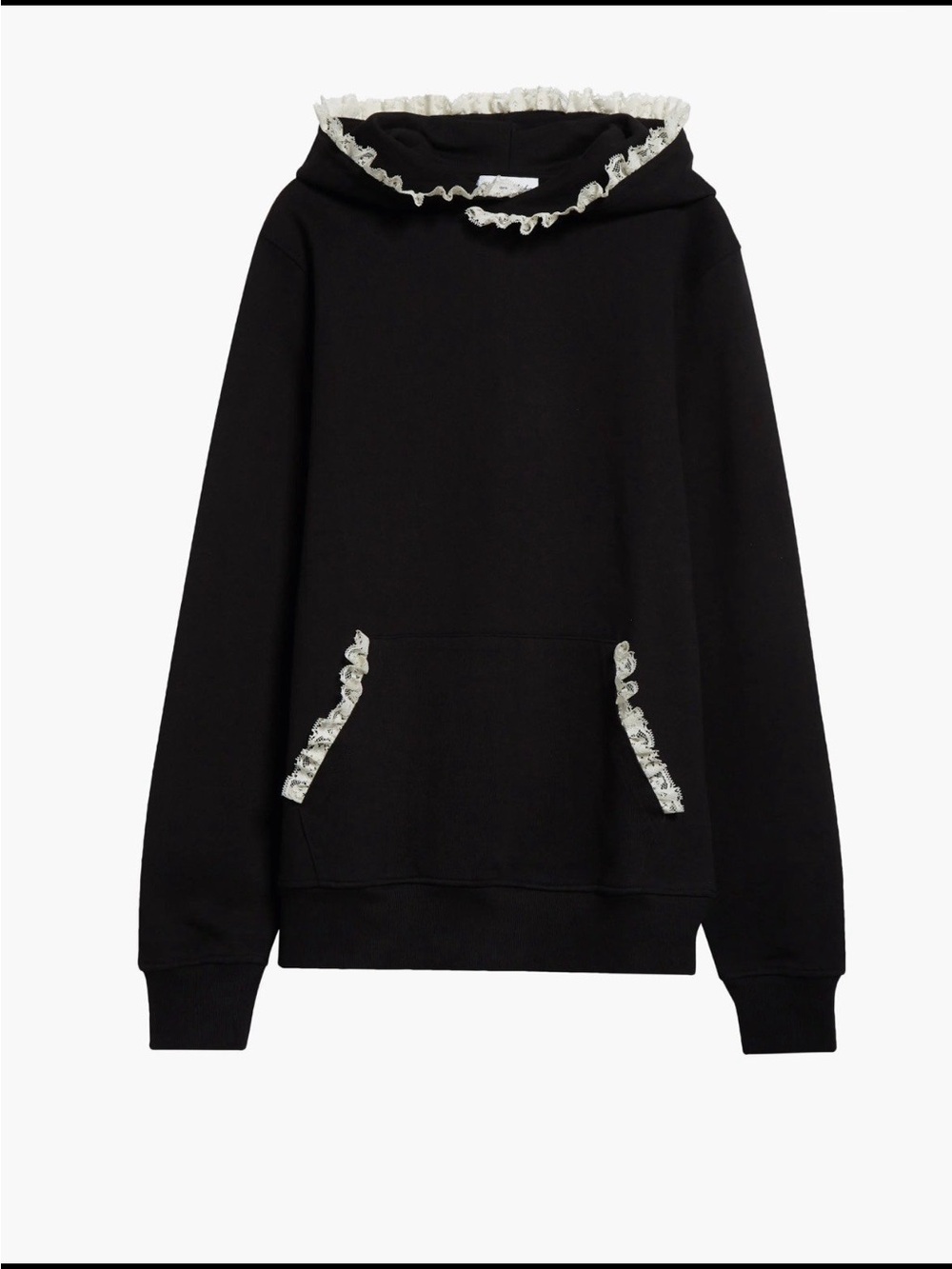 Tanner Fletcher black hoodie Becky Lace Trim hooded sweater